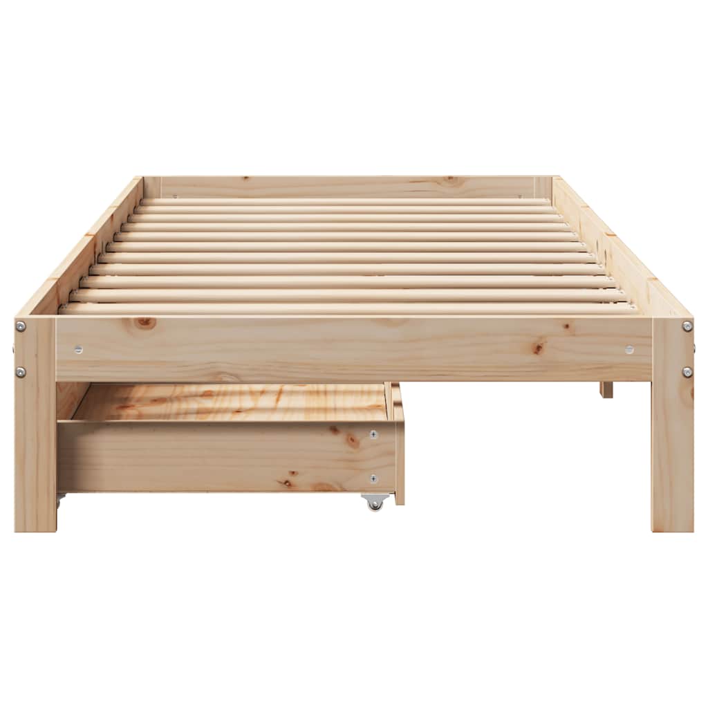 Bedframe met lades massief grenenhout 75x190 cm – afbeelding 4