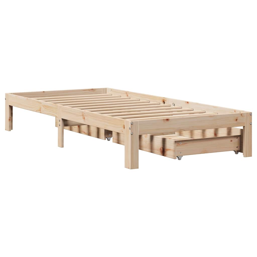 Bedframe met lades massief grenenhout 75x190 cm – afbeelding 8