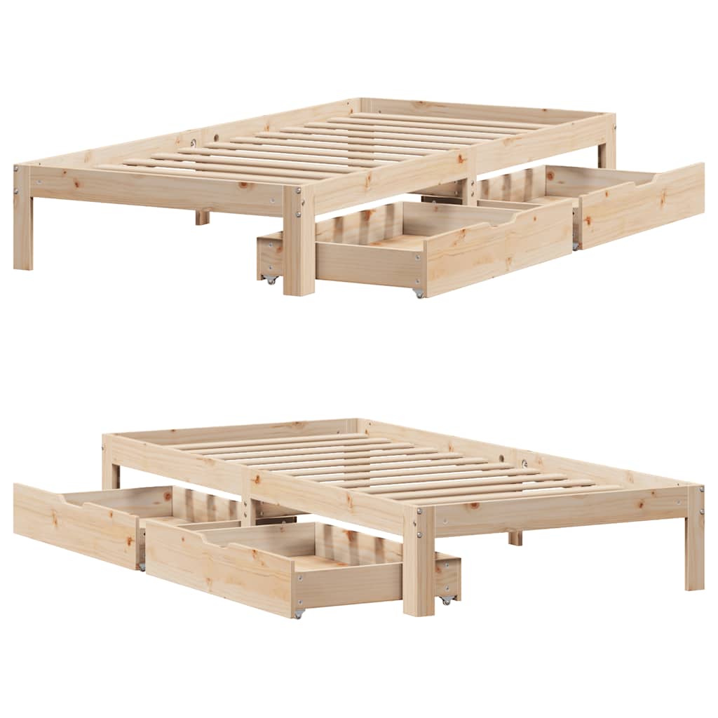 Bedframe met lades massief grenenhout 75x190 cm – afbeelding 9