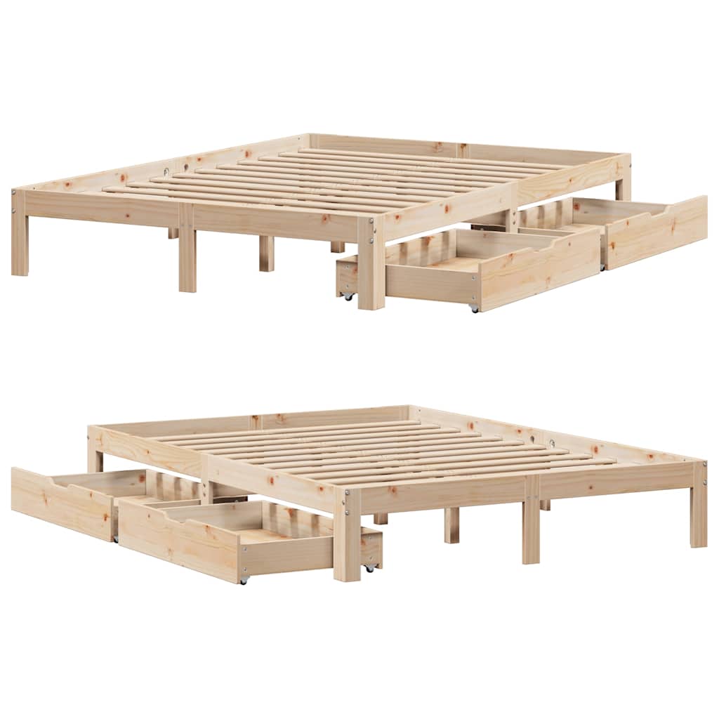 Bedframe met lades massief grenenhout 150x200 cm – afbeelding 9