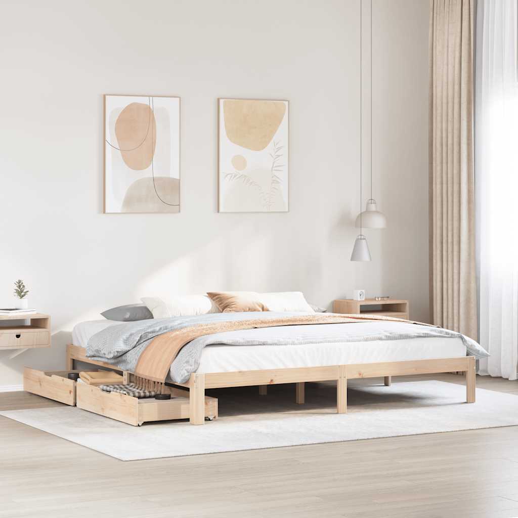 Bedframe met lades massief grenenhout 180x200 cm – afbeelding 1