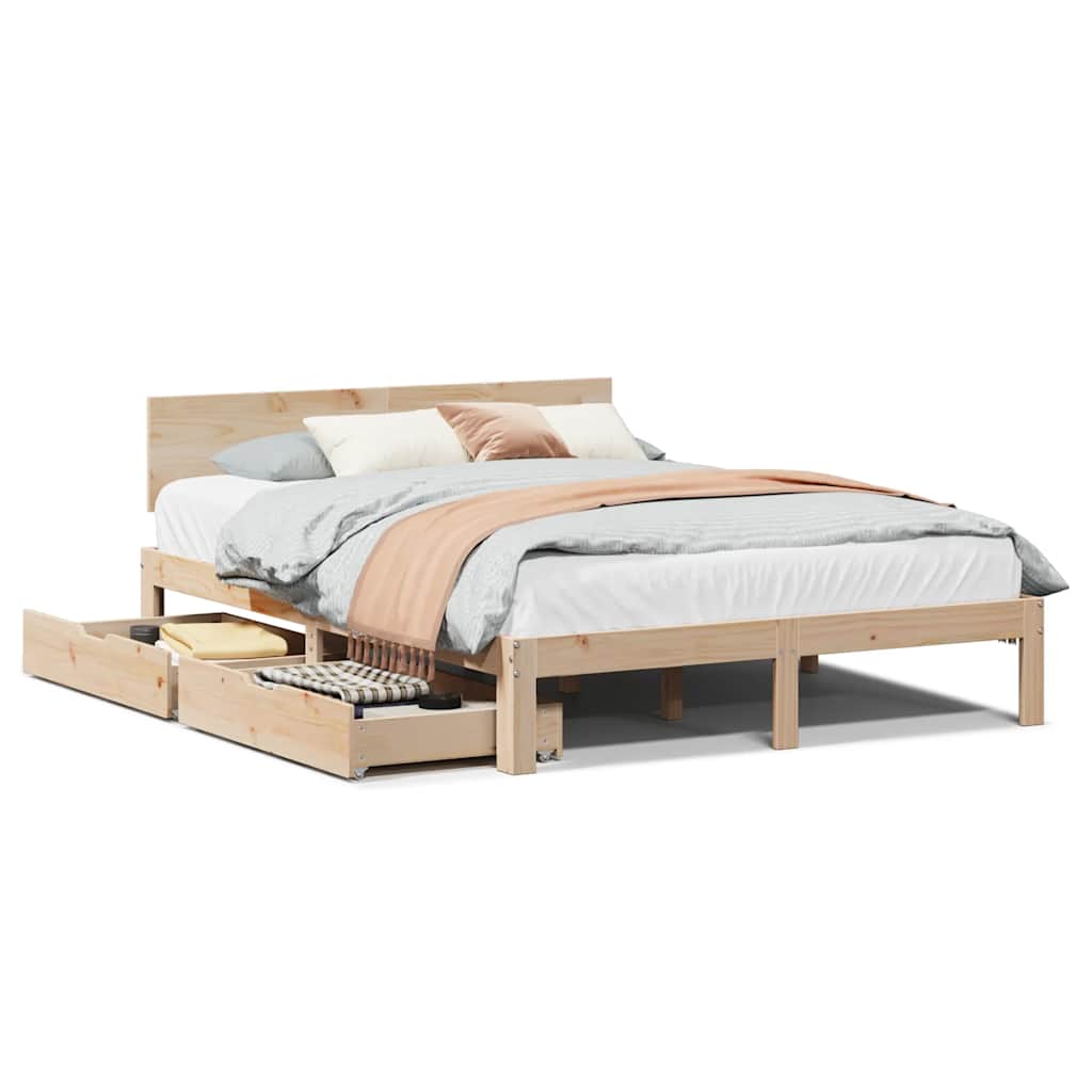 Bedframe met lades massief grenenhout 120x190 cm – afbeelding 2
