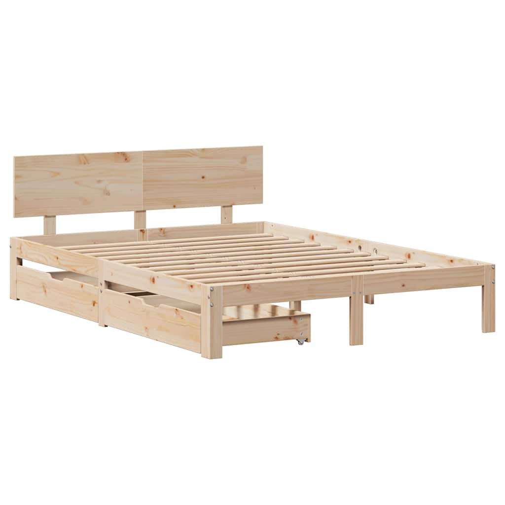 Bedframe met lades massief grenenhout 120x190 cm – afbeelding 3