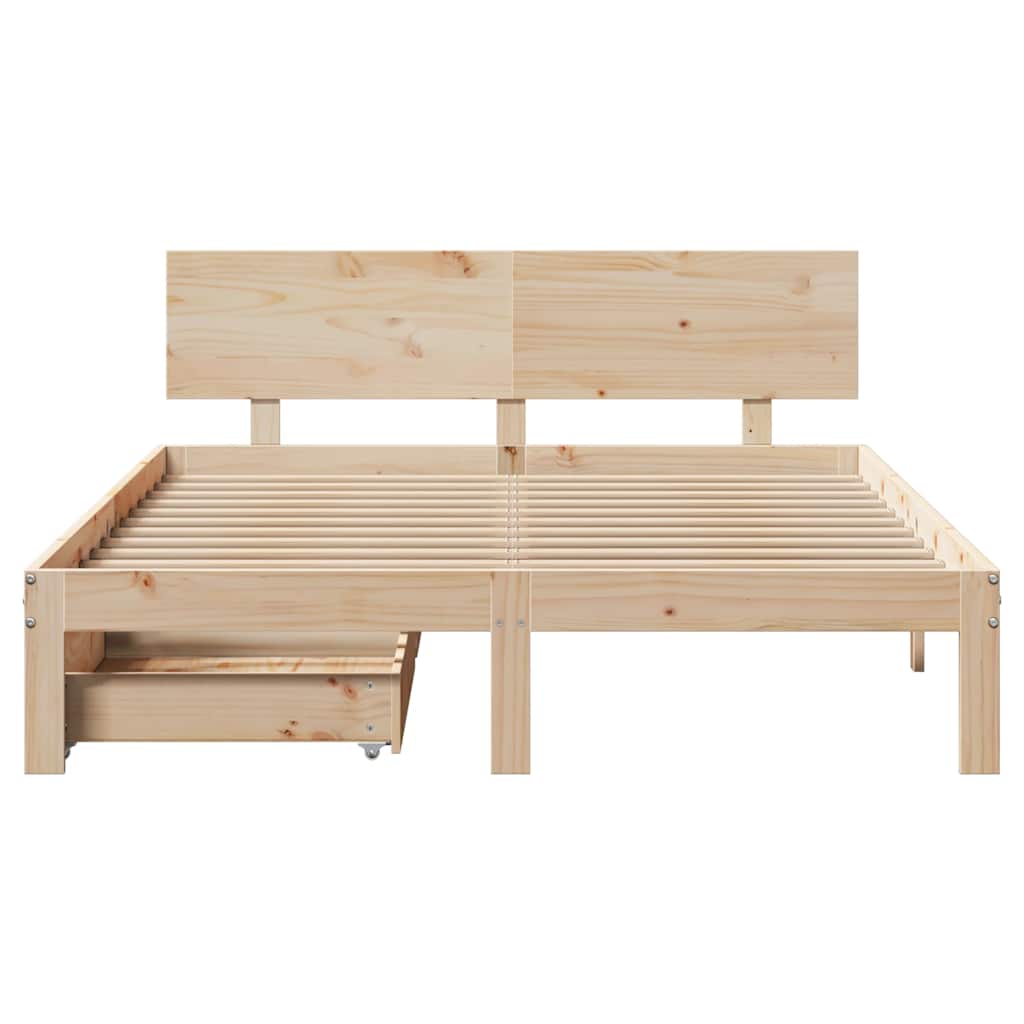 Bedframe met lades massief grenenhout 120x190 cm – afbeelding 4