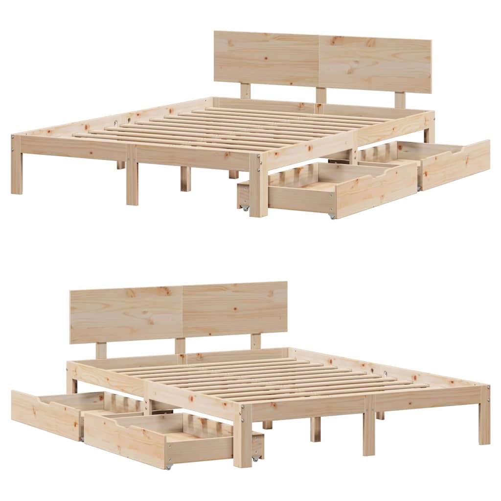 Bedframe met lades massief grenenhout 120x190 cm – afbeelding 9