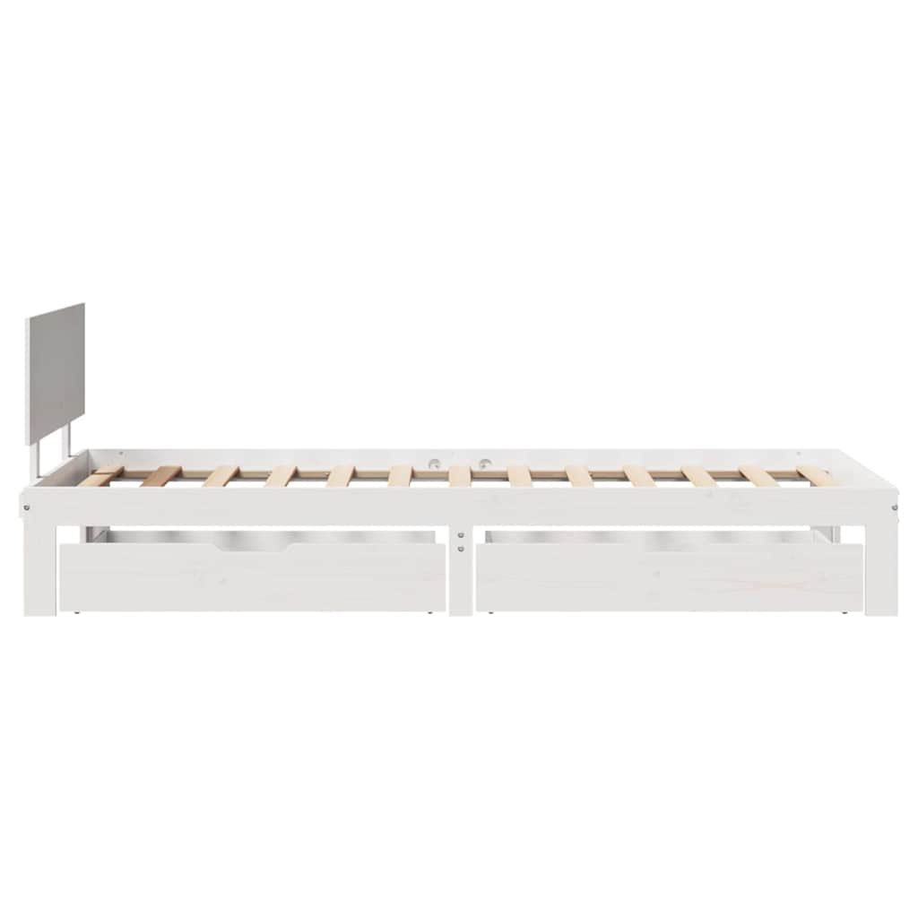 Bedframe met lades massief grenenhout wit 90x200 cm – afbeelding 8