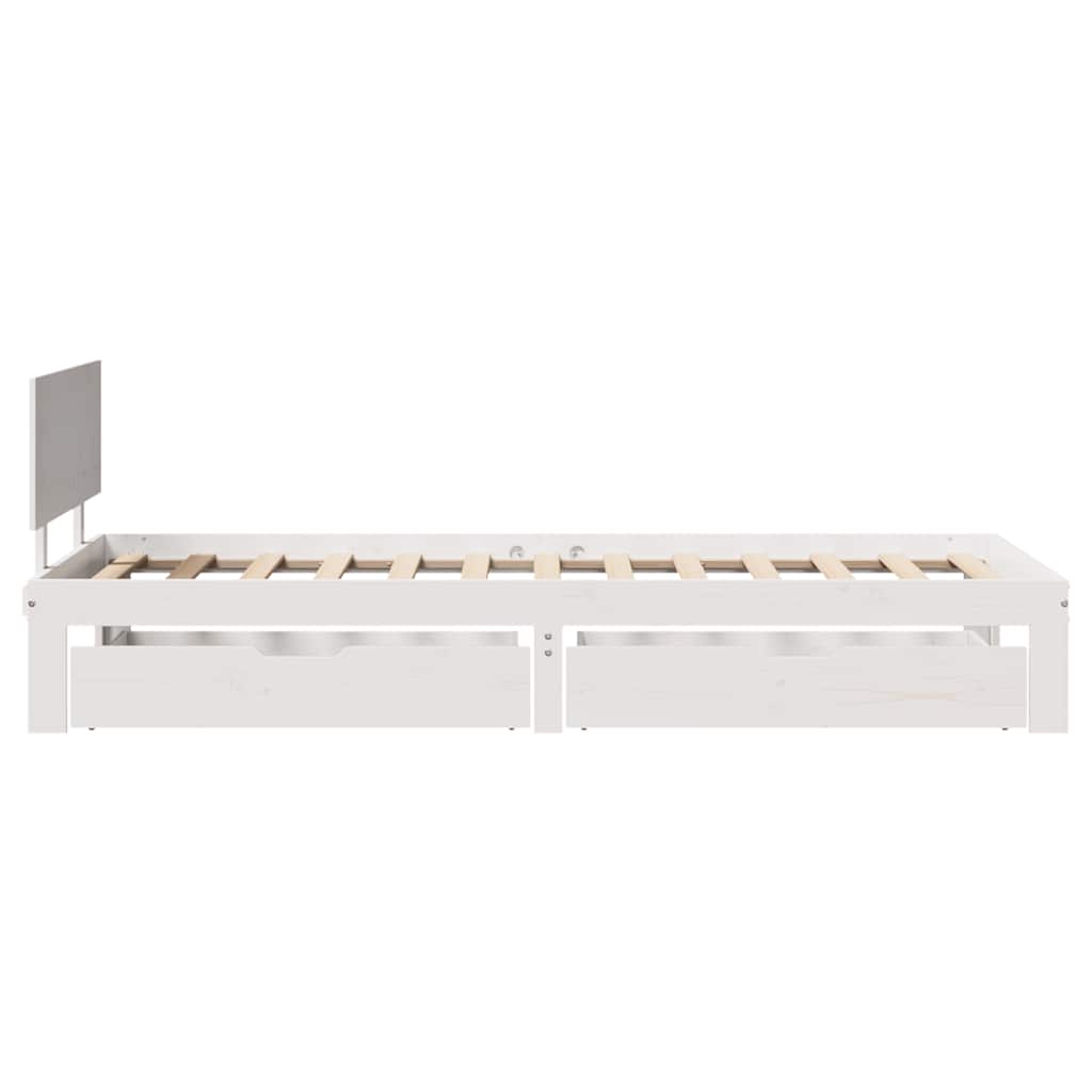 Bedframe met lades massief grenenhout wit 100x200 cm – afbeelding 8