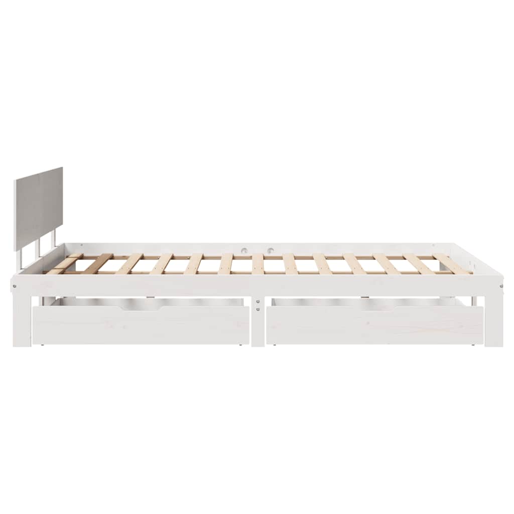 Bedframe met lades massief grenenhout wit 120x200 cm – afbeelding 8