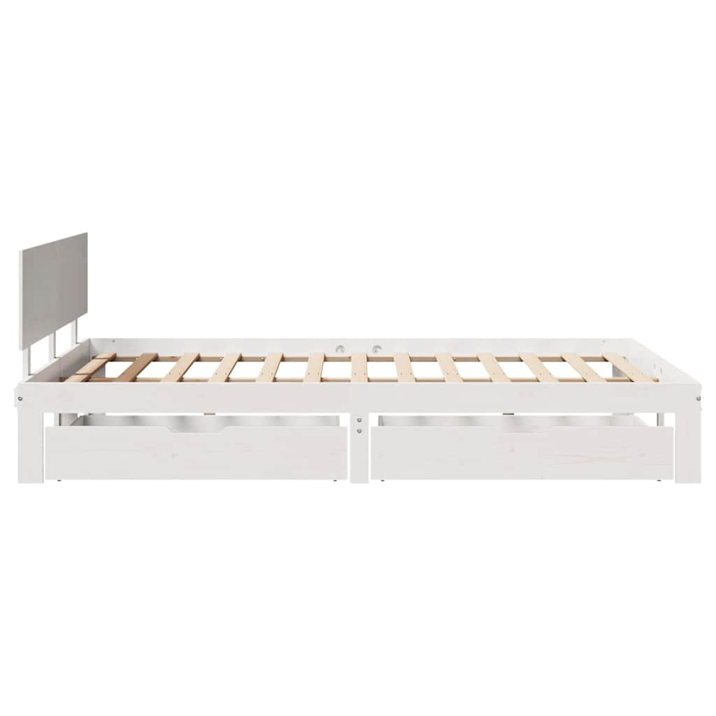Bedframe met lades massief grenenhout wit 140x200 cm – afbeelding 8