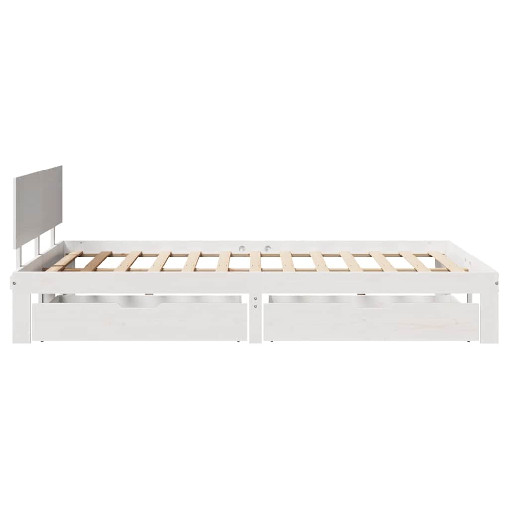 Bedframe met lades massief grenenhout wit 150x200 cm – afbeelding 8