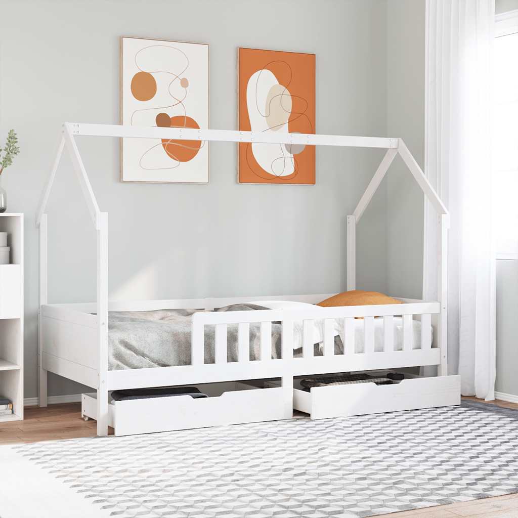 Kinderbedframe met lades 80x200 cm massief grenenhout – afbeelding 1