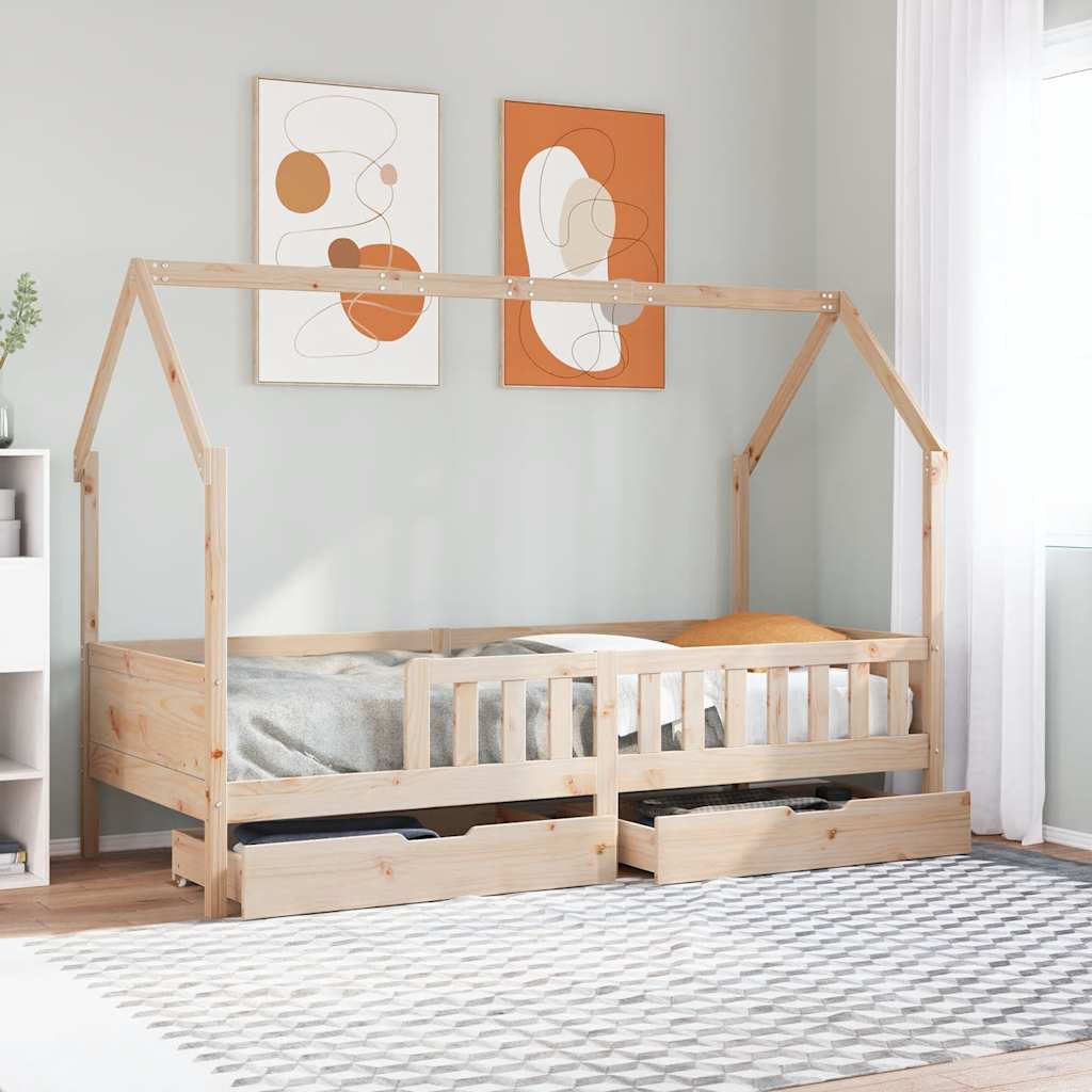 Kinderbedframe met lades 90x190 cm massief grenenhout – afbeelding 1