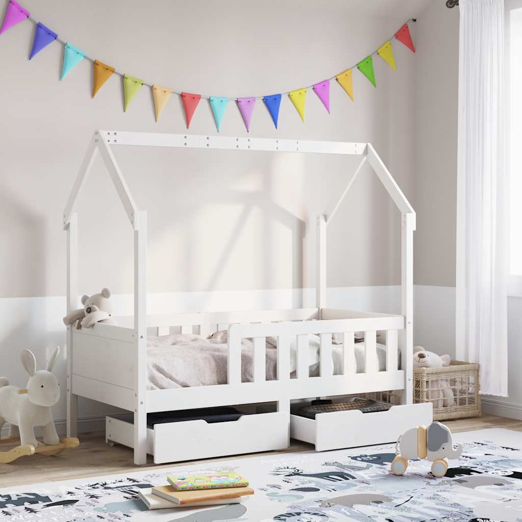 Kinderbedframe met lades 80x170 cm massief grenenhout – afbeelding 1