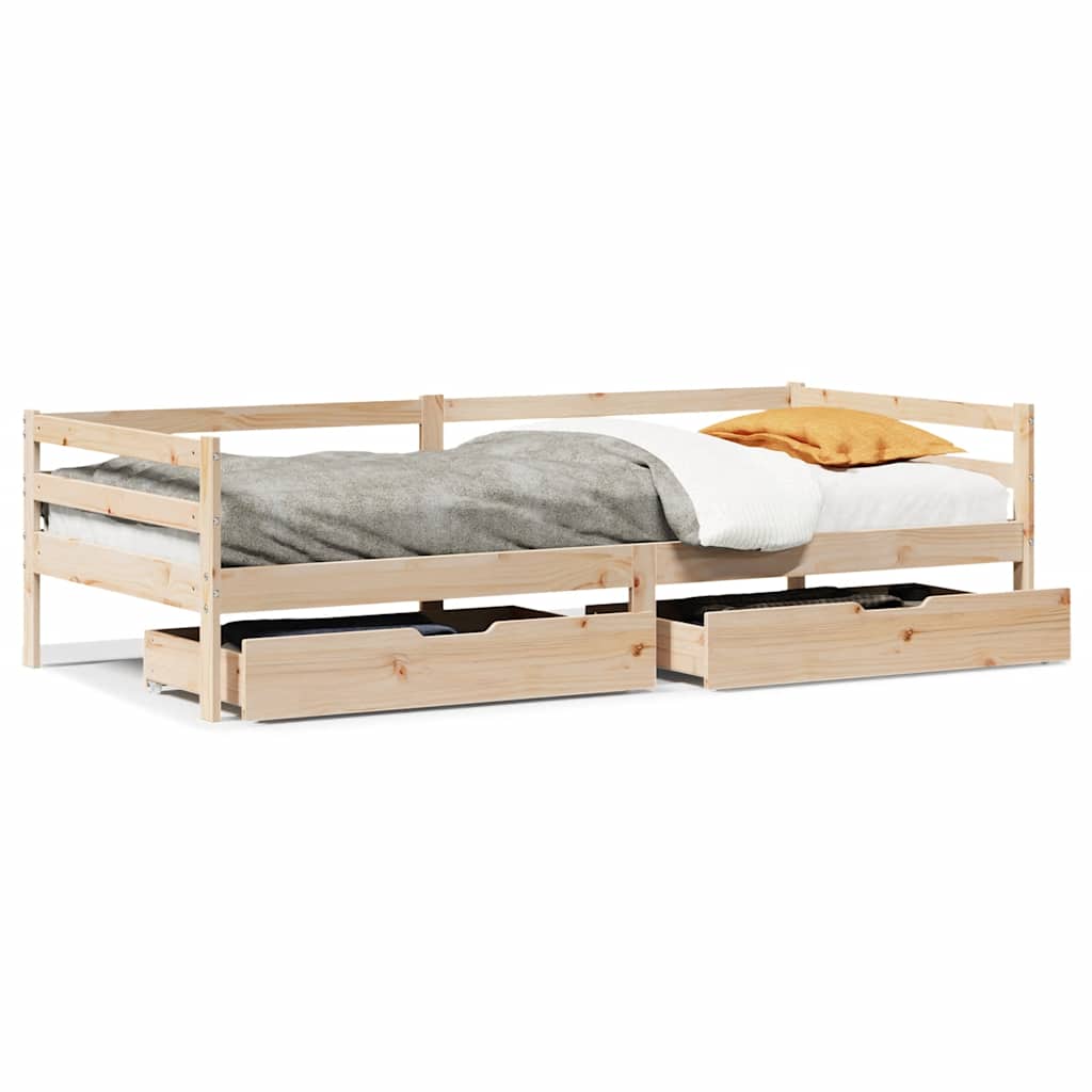Slaapbank met lades 80x200 cm massief grenenhout – afbeelding 2