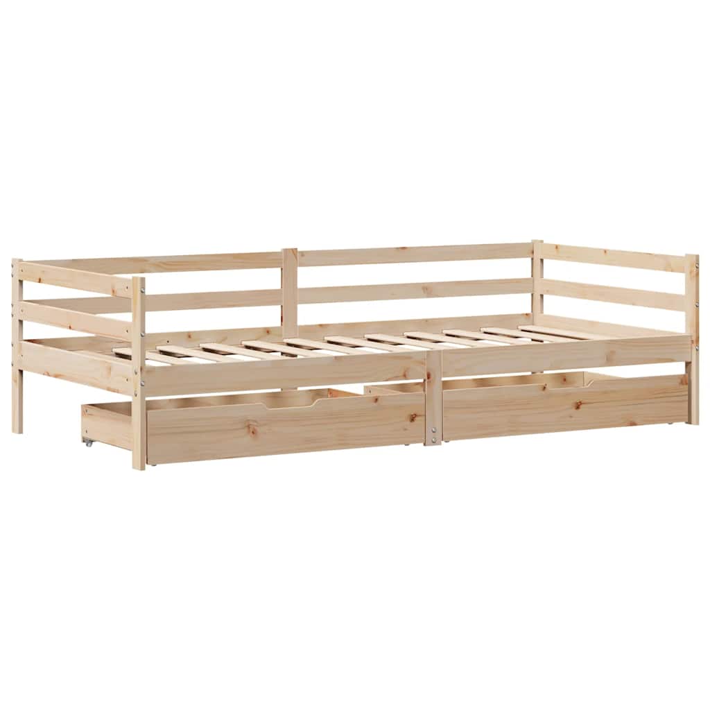 Slaapbank met lades 80x200 cm massief grenenhout – afbeelding 3