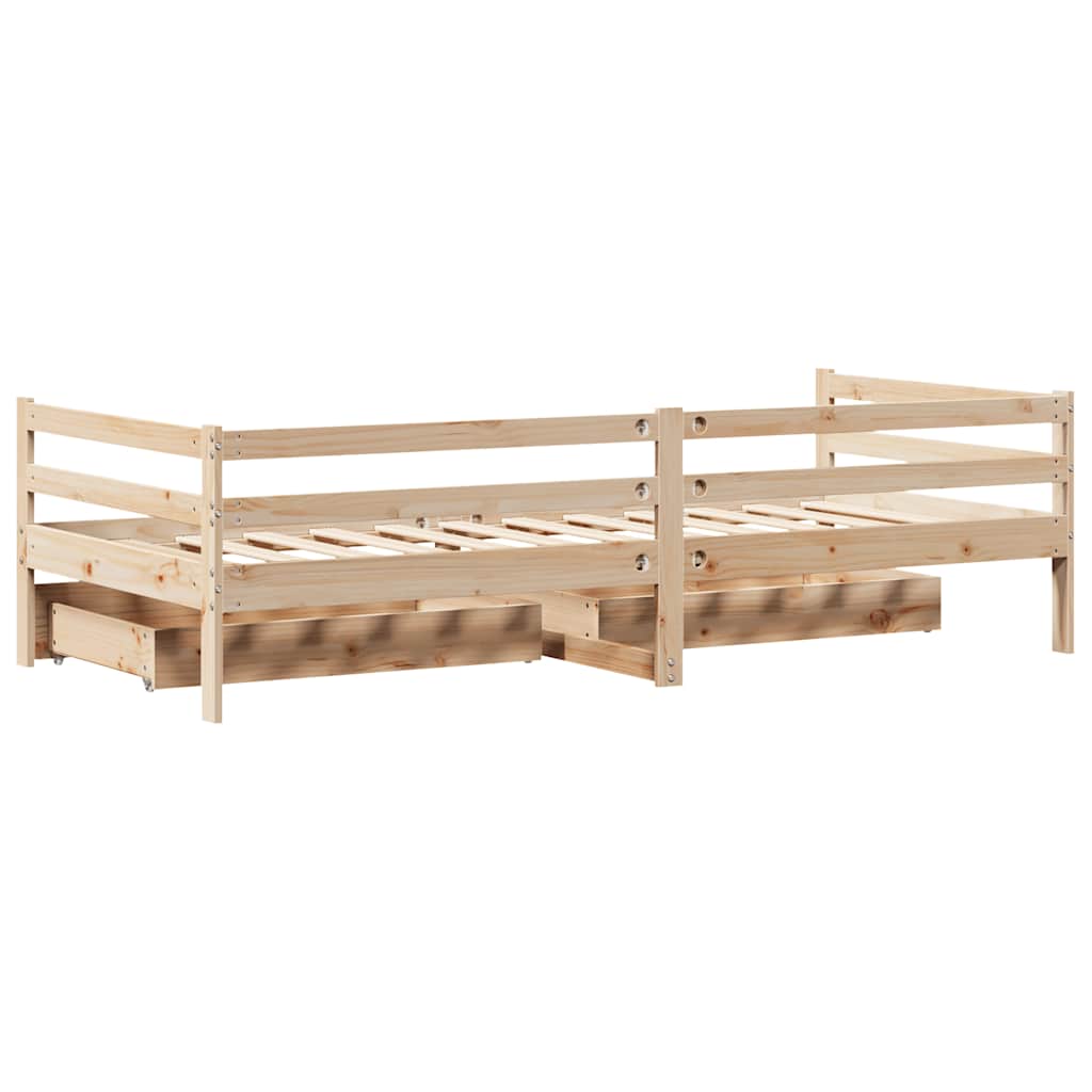 Slaapbank met lades 80x200 cm massief grenenhout – afbeelding 8