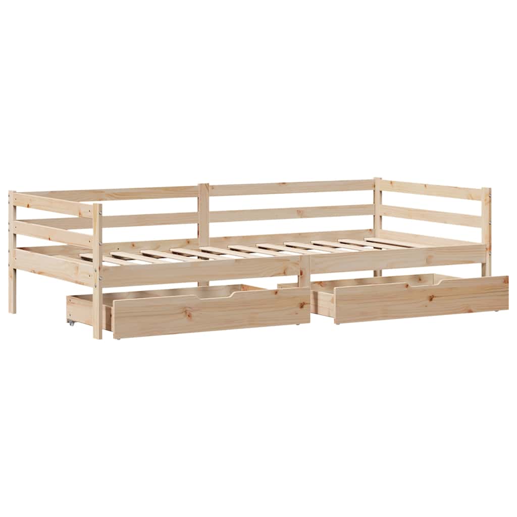 Slaapbank met lades 80x200 cm massief grenenhout – afbeelding 9