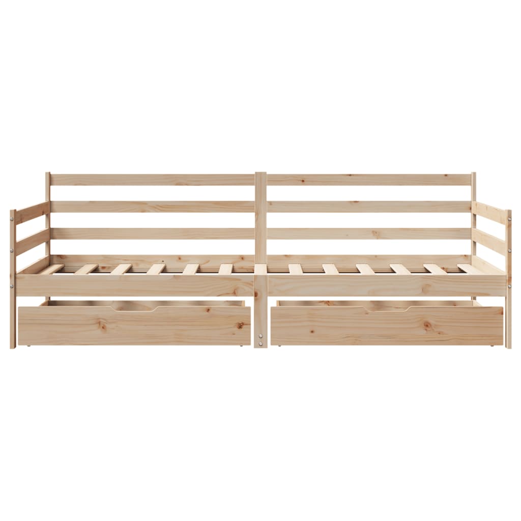 Slaapbank met lades 90x200 cm massief grenenhout – afbeelding 4