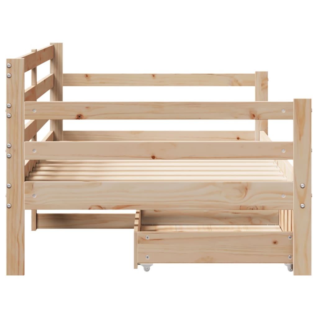 Slaapbank met lades 90x200 cm massief grenenhout – afbeelding 7