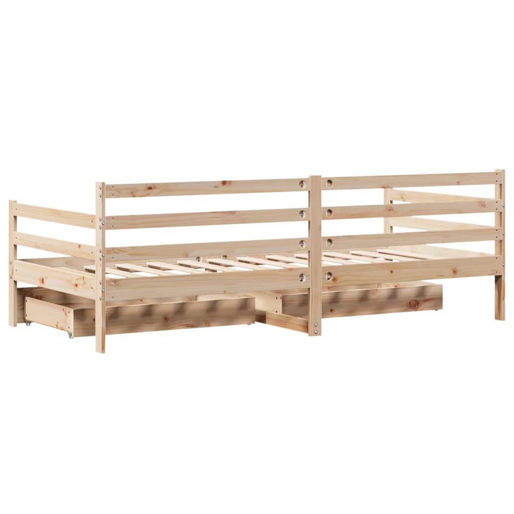 Slaapbank met lades 90x200 cm massief grenenhout – afbeelding 8