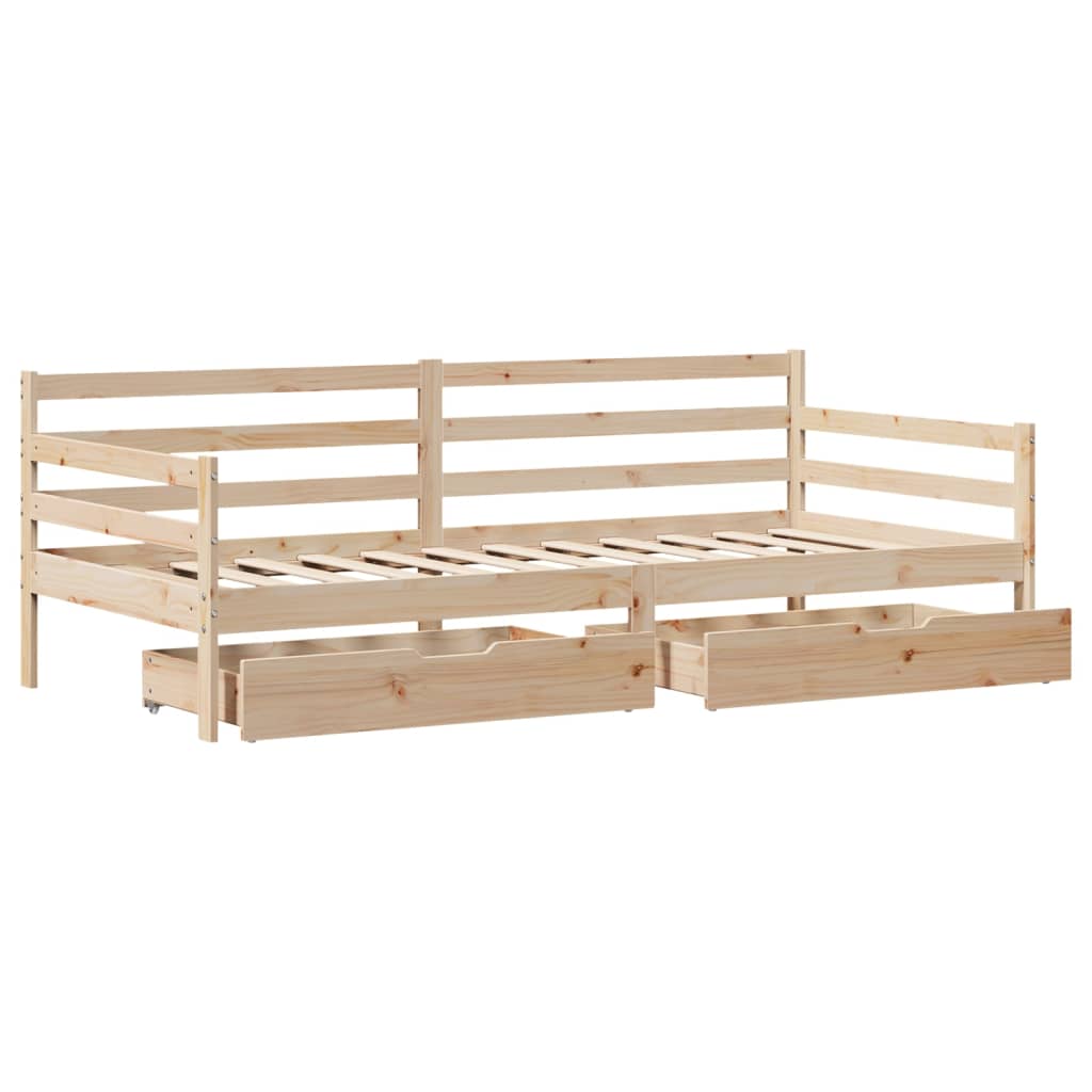 Slaapbank met lades 90x200 cm massief grenenhout – afbeelding 9