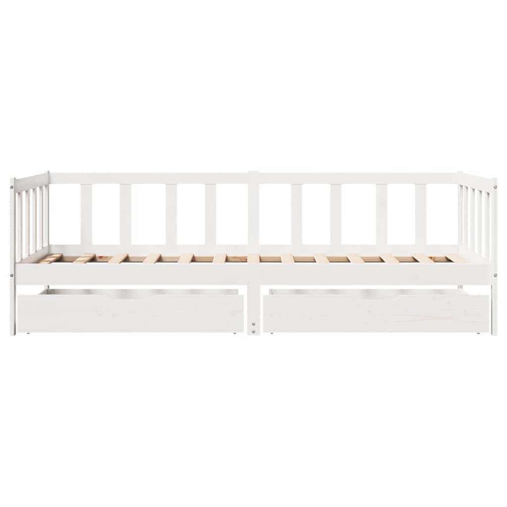 Slaapbank met lades 90x200 cm massief grenenhout wit – afbeelding 4