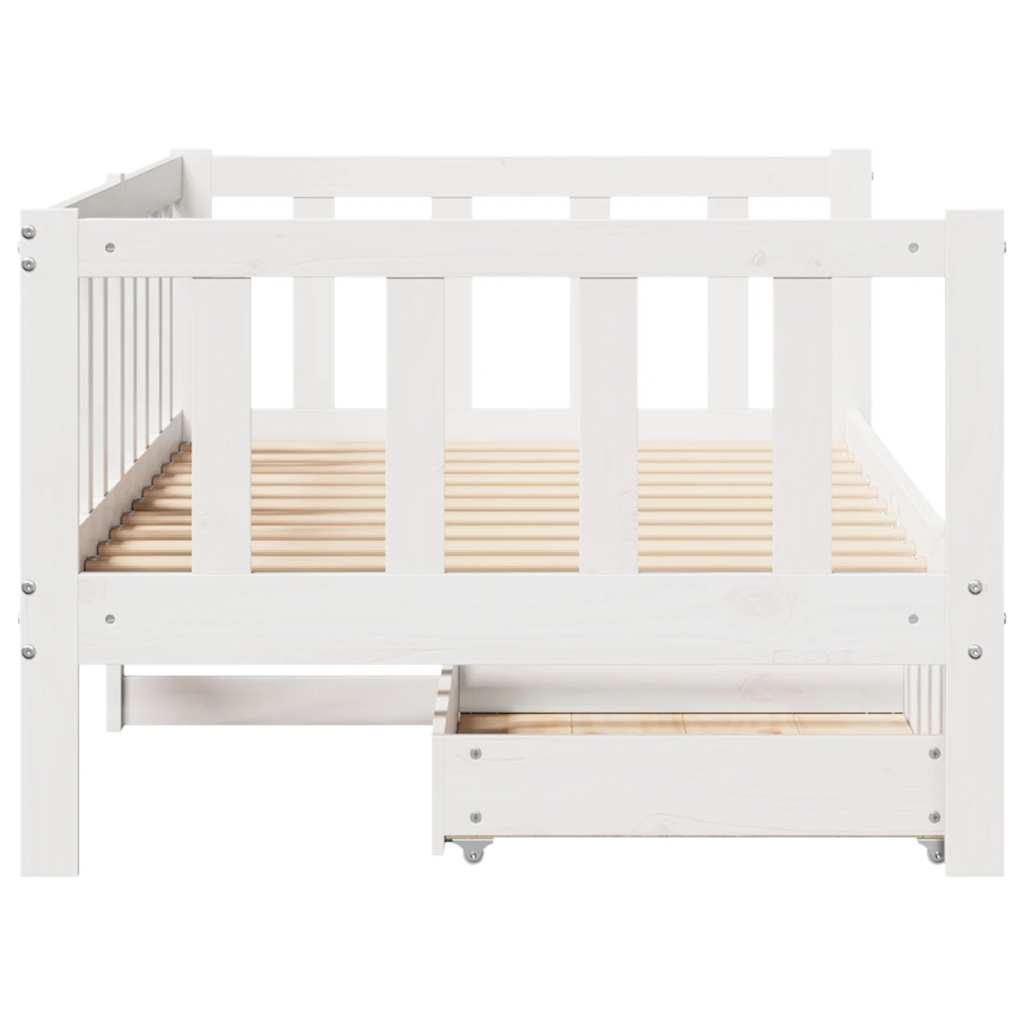 Slaapbank met lades 90x200 cm massief grenenhout wit – afbeelding 8