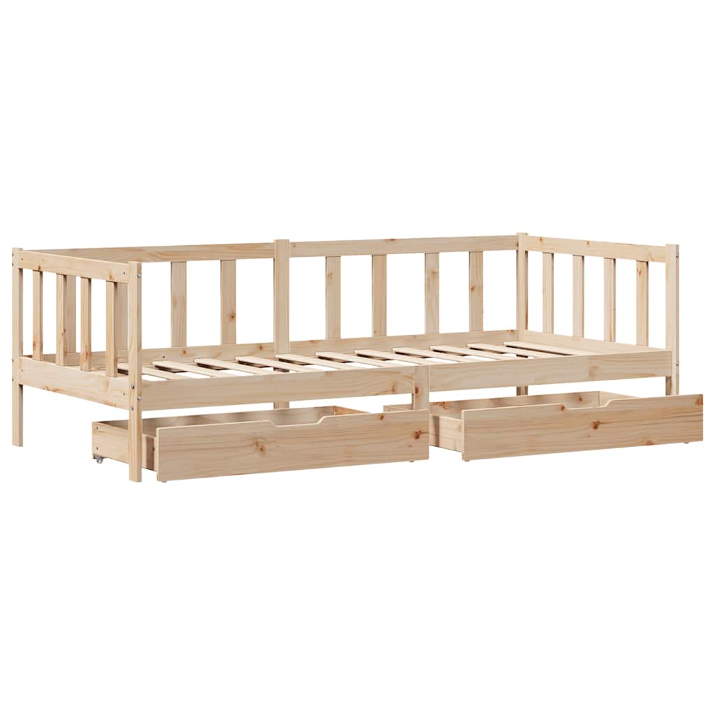 Slaapbank met lades 90x190 cm massief grenenhout – afbeelding 10