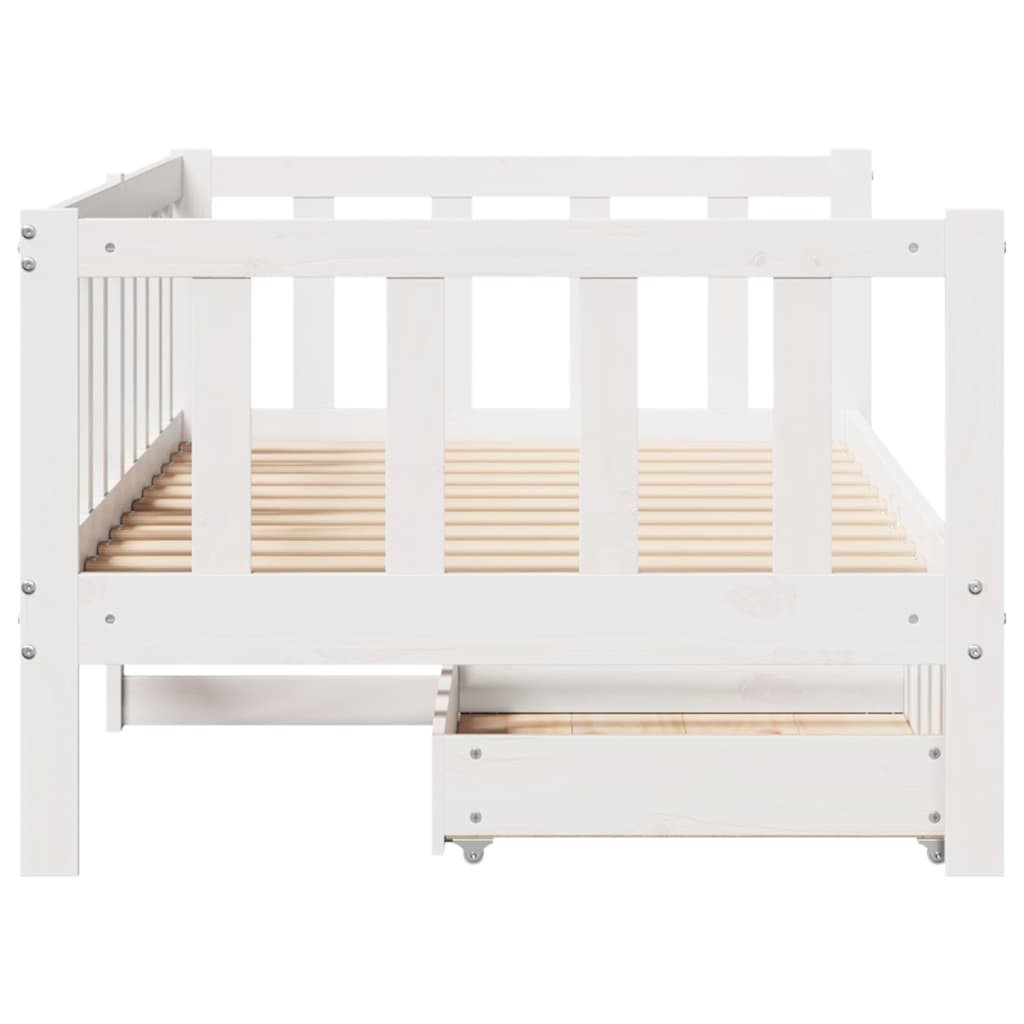 Slaapbank met lades 90x190 cm massief grenenhout wit – afbeelding 8