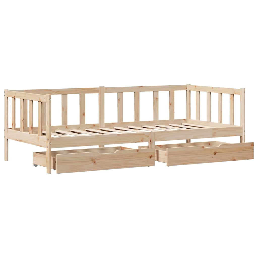 Slaapbank met lades 80x200 cm massief grenenhout – afbeelding 10