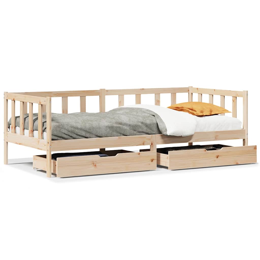 Slaapbank met lades 80x200 cm massief grenenhout – afbeelding 2