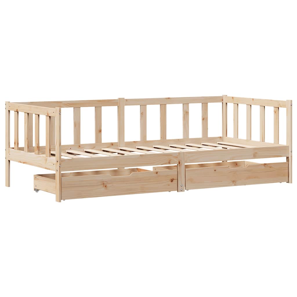 Slaapbank met lades 80x200 cm massief grenenhout – afbeelding 3