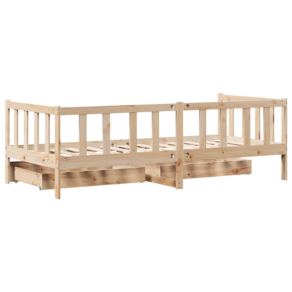 Slaapbank met lades 80x200 cm massief grenenhout – afbeelding 7