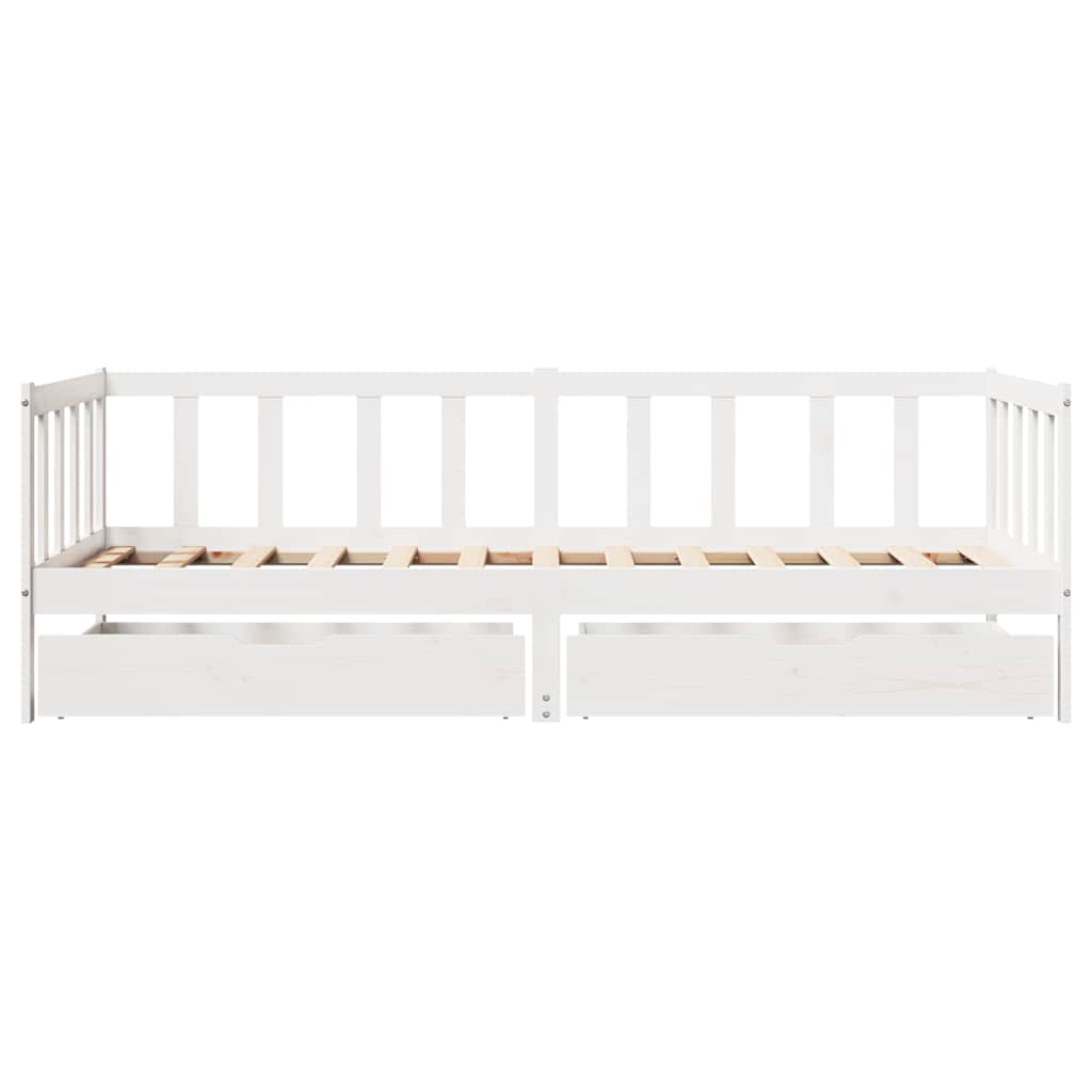 Slaapbank met lades 80x200 cm massief grenenhout wit – afbeelding 4