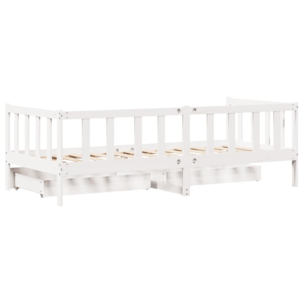 Slaapbank met lades 80x200 cm massief grenenhout wit – afbeelding 7