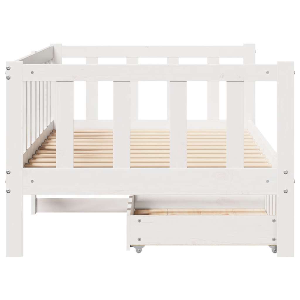 Slaapbank met lades 80x200 cm massief grenenhout wit – afbeelding 8