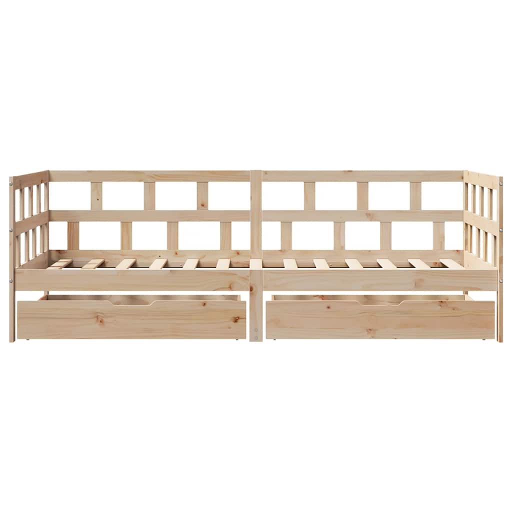 Slaapbank met lades 90x200 cm massief grenenhout – afbeelding 4