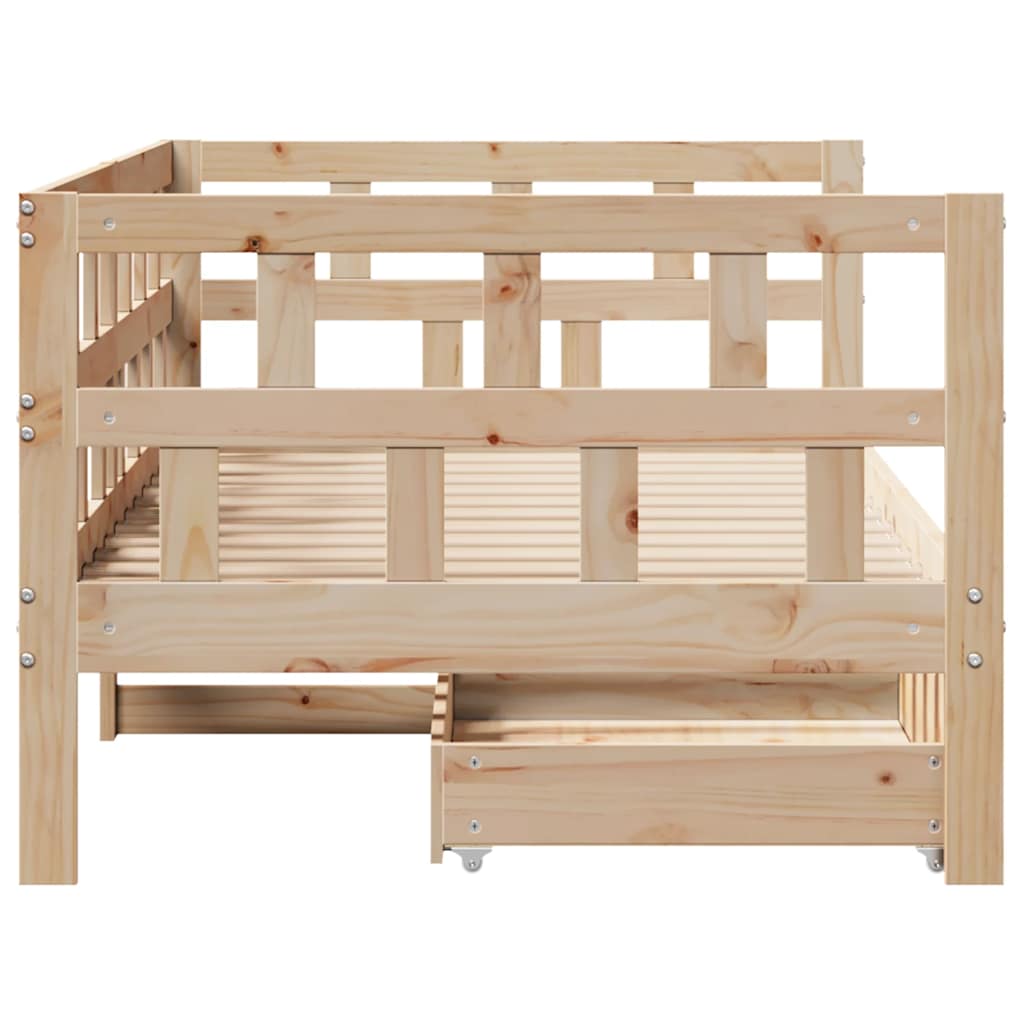 Slaapbank met lades 90x200 cm massief grenenhout – afbeelding 7