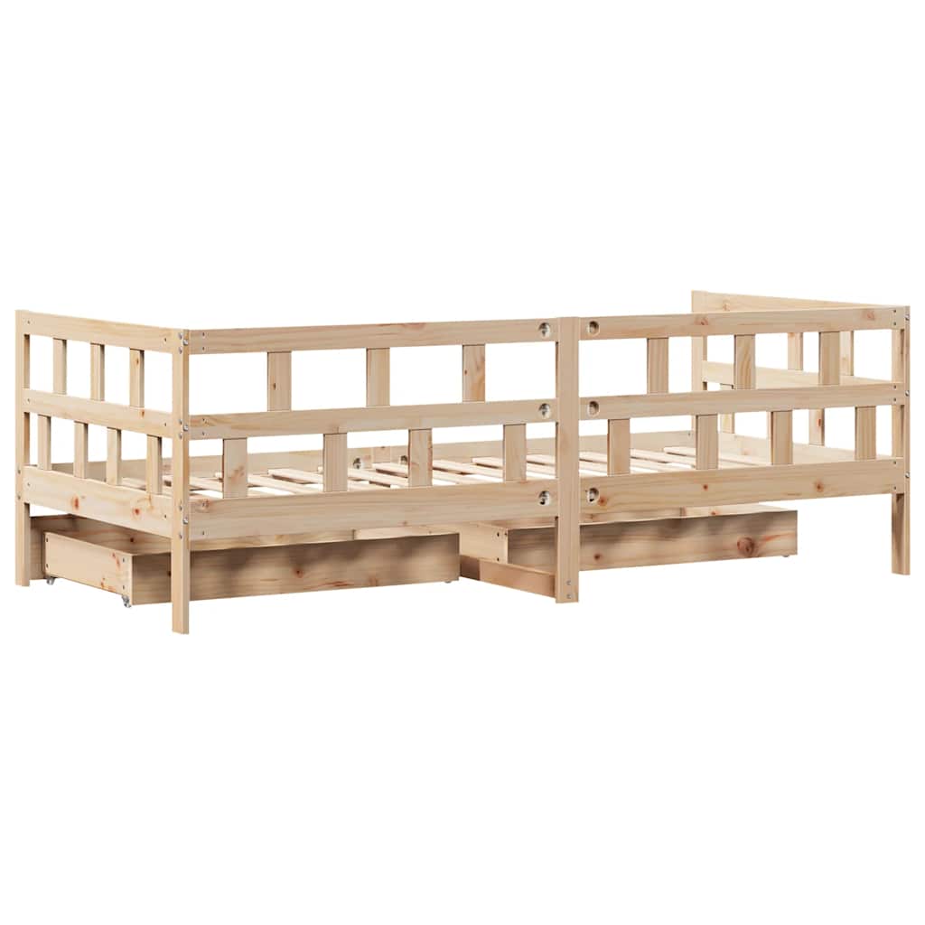 Slaapbank met lades 90x200 cm massief grenenhout – afbeelding 8