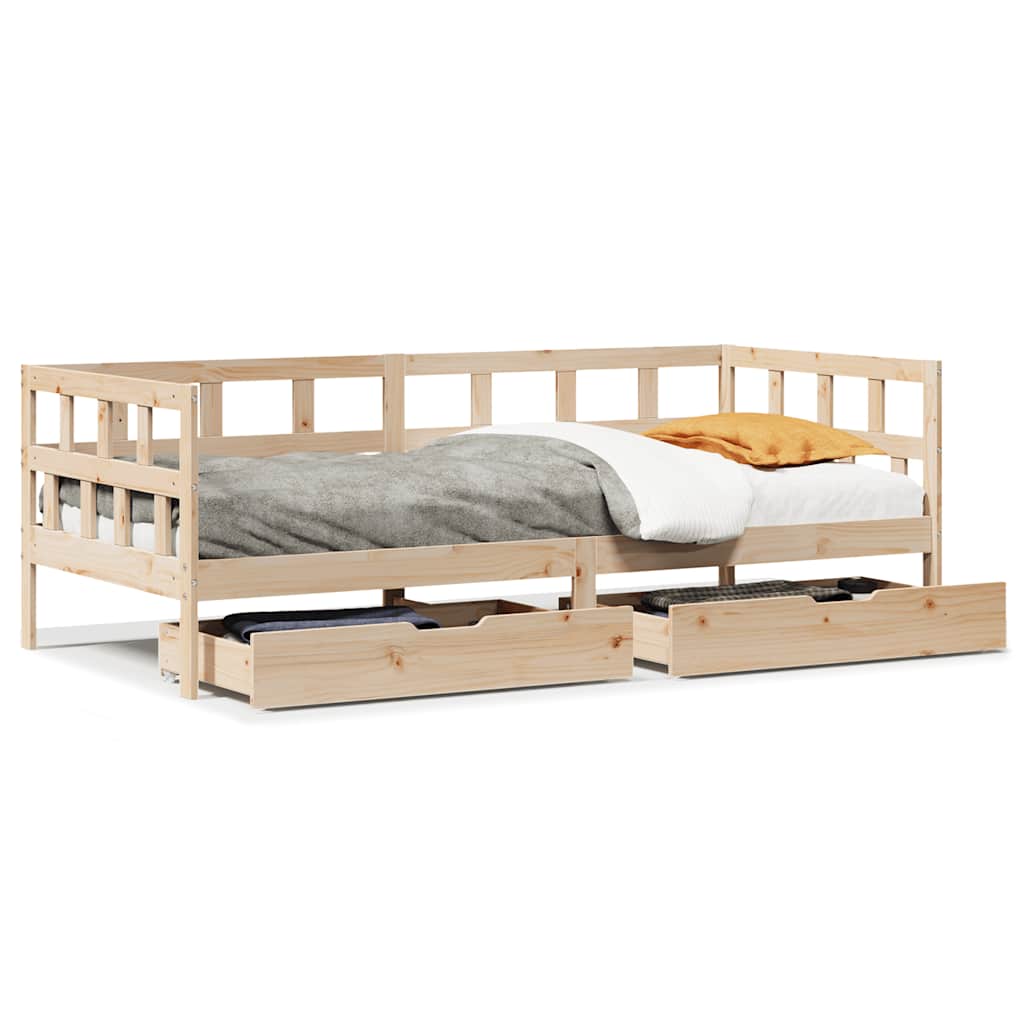 Slaapbank met lades 80x200 cm massief grenenhout – afbeelding 2