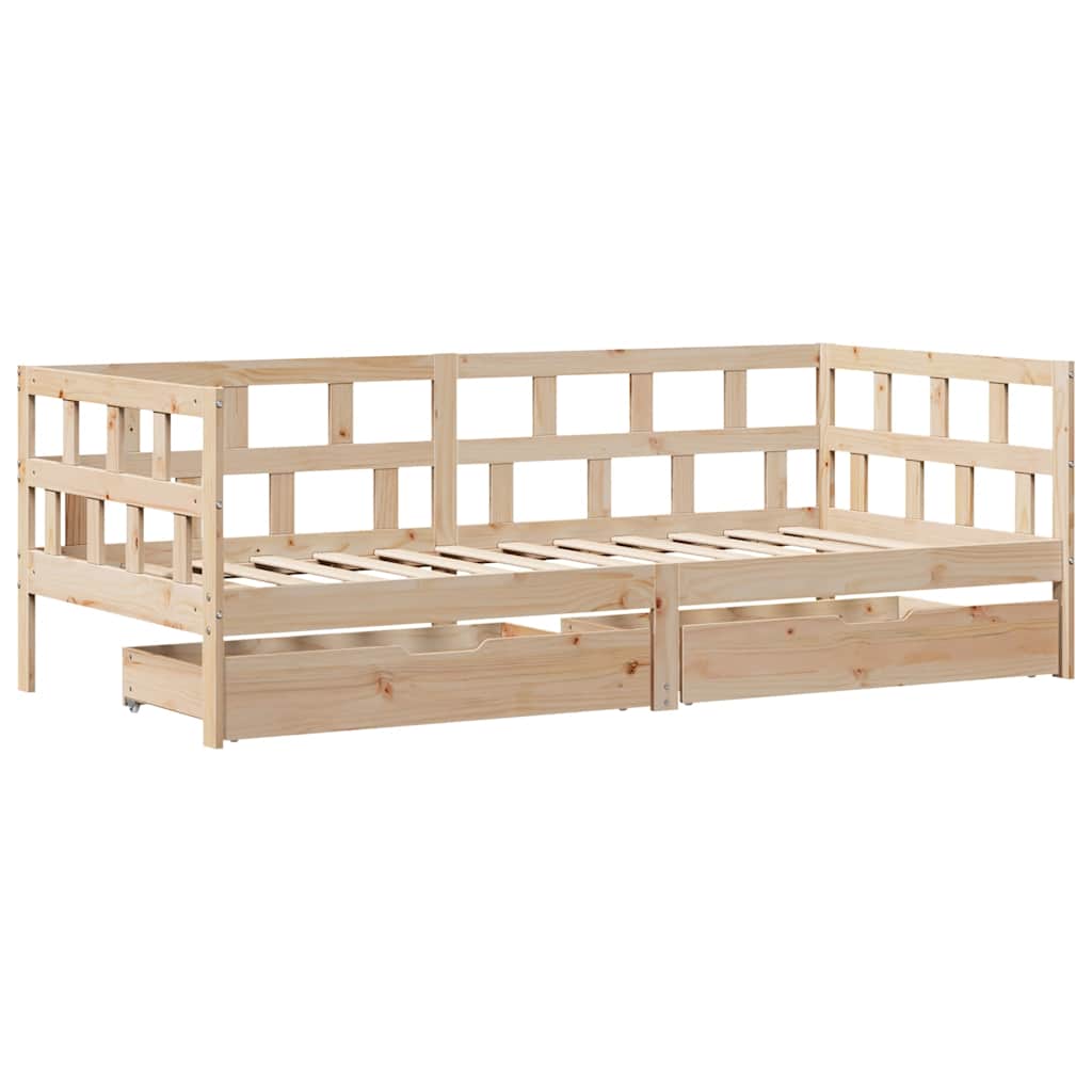 Slaapbank met lades 80x200 cm massief grenenhout – afbeelding 3