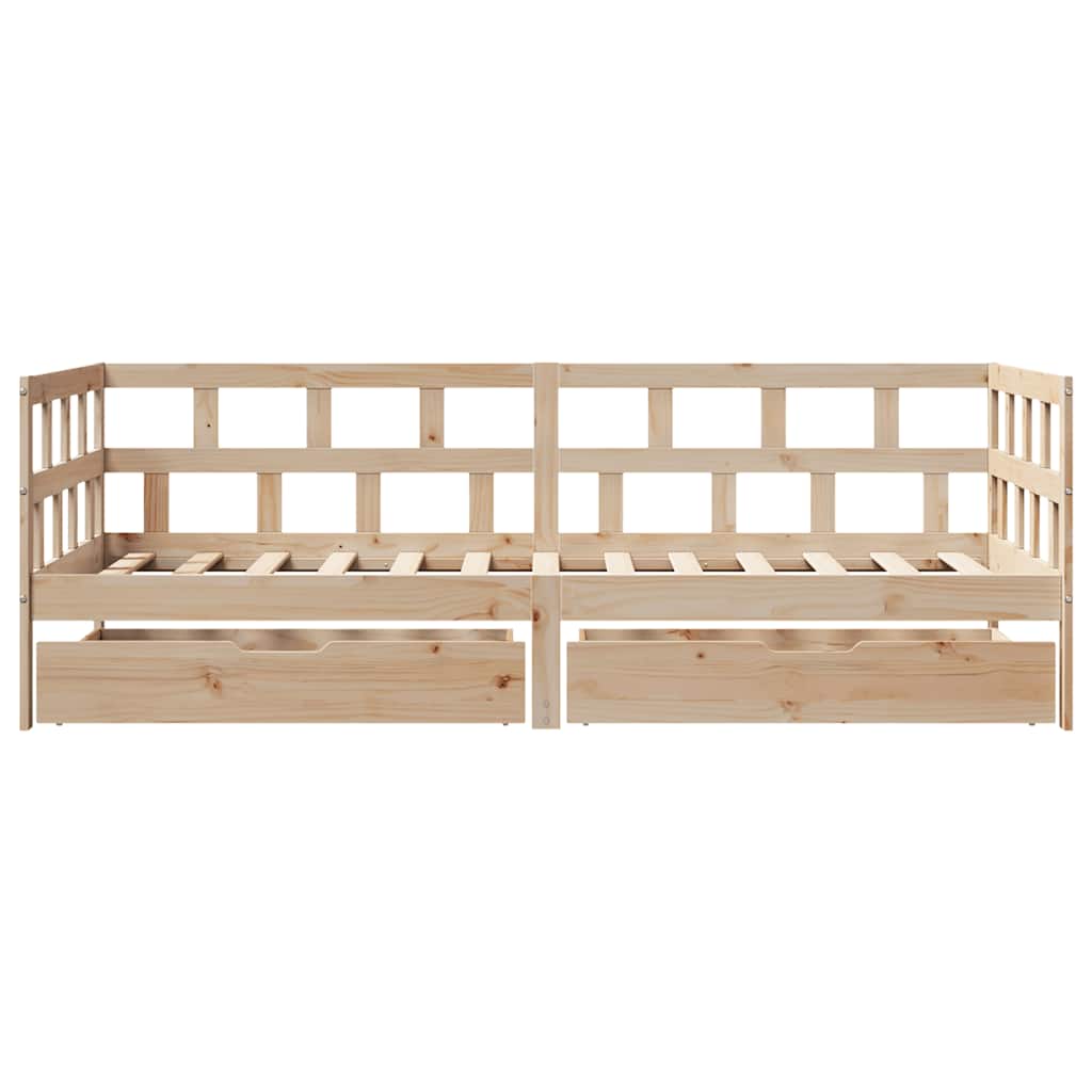Slaapbank met lades 80x200 cm massief grenenhout – afbeelding 4
