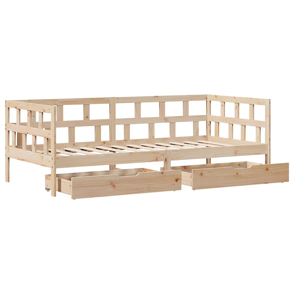 Slaapbank met lades 80x200 cm massief grenenhout – afbeelding 9