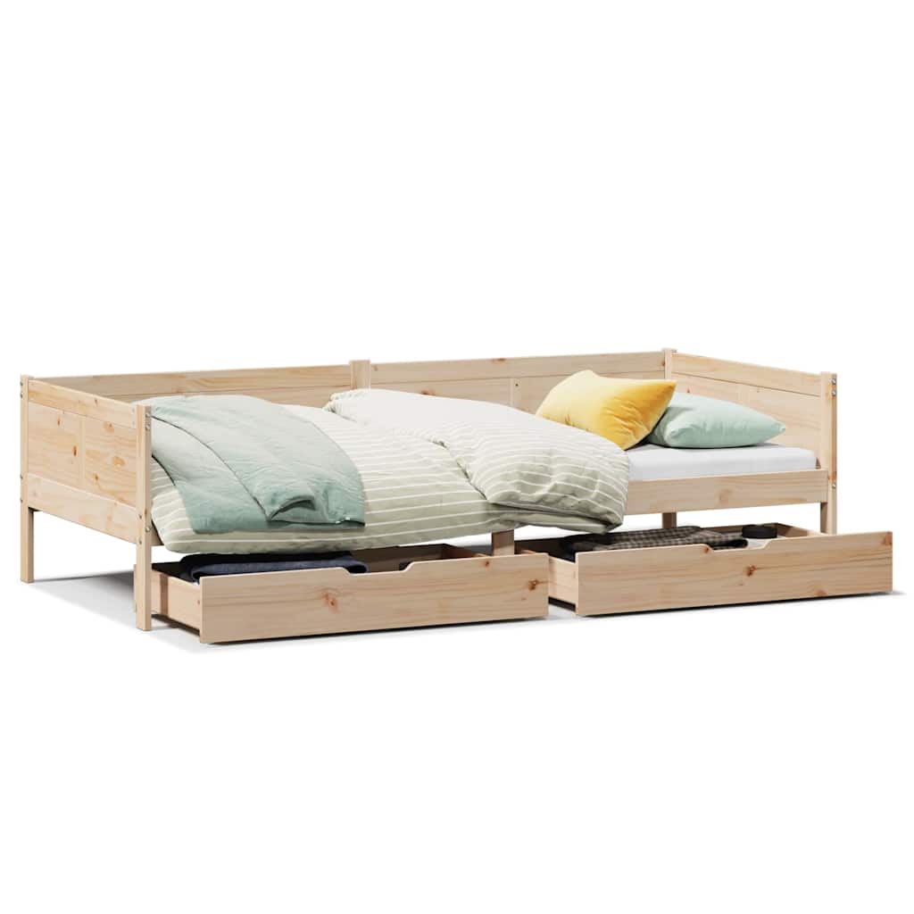Slaapbank met lades 80x200 cm massief grenenhout – afbeelding 2