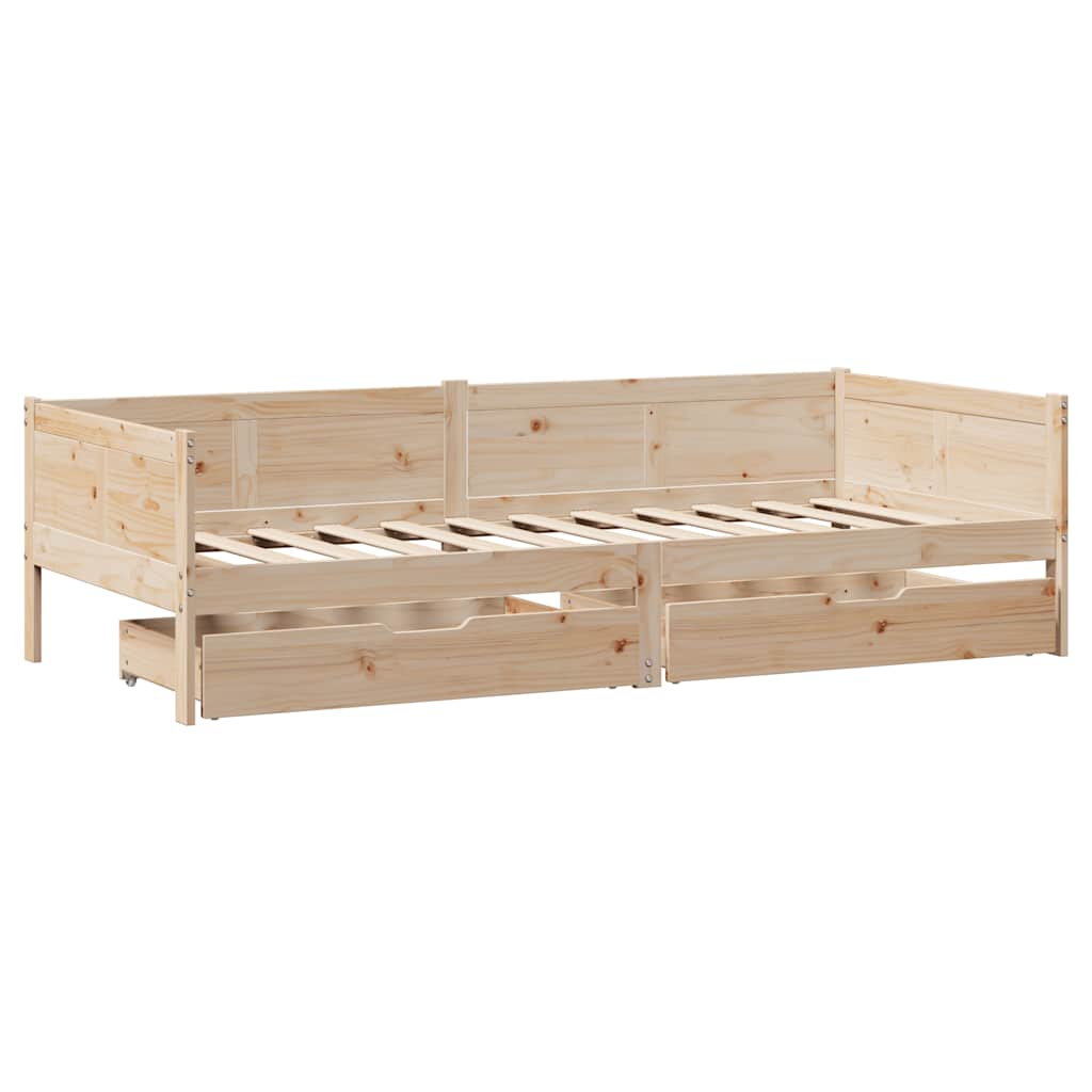 Slaapbank met lades 80x200 cm massief grenenhout – afbeelding 3