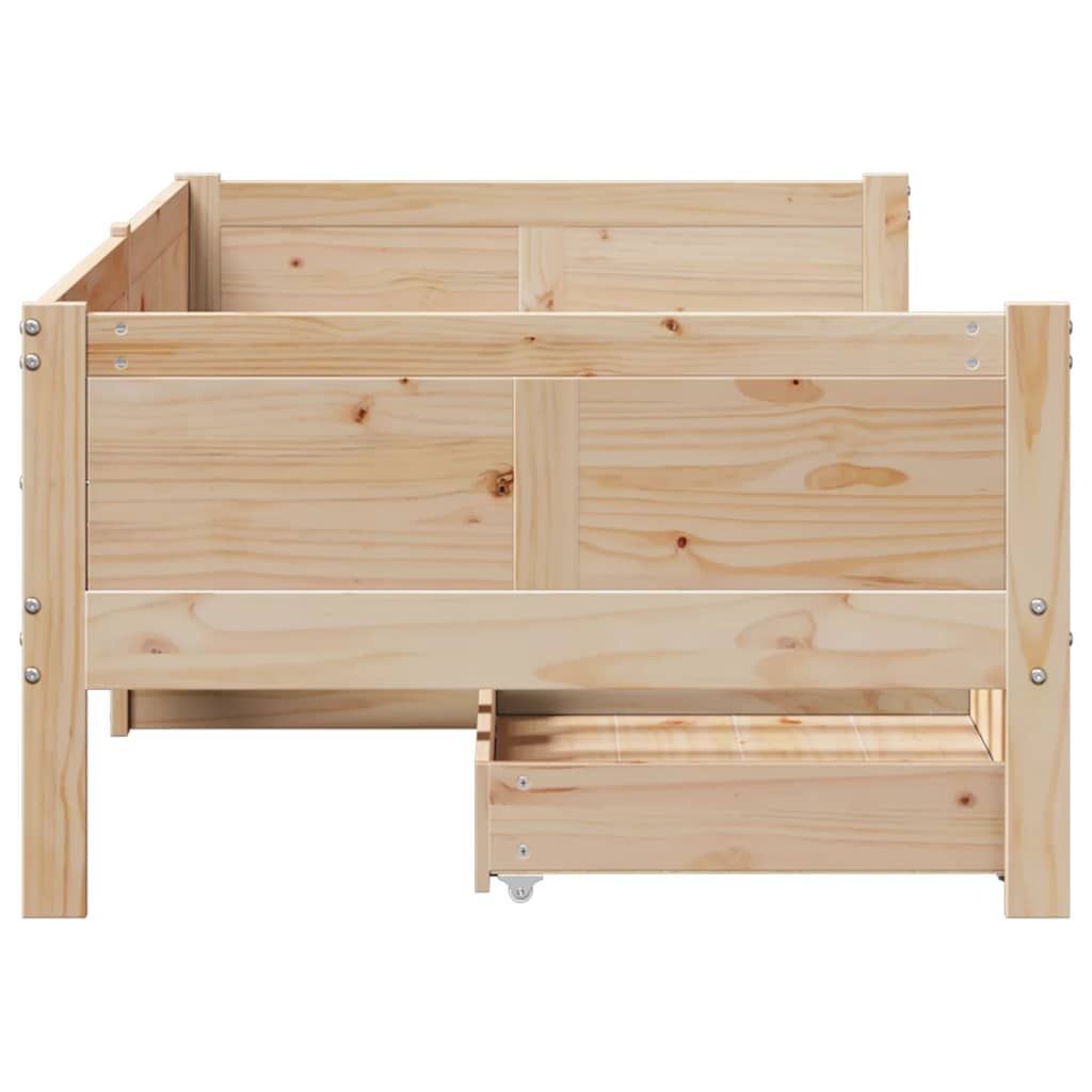 Slaapbank met lades 80x200 cm massief grenenhout – afbeelding 5