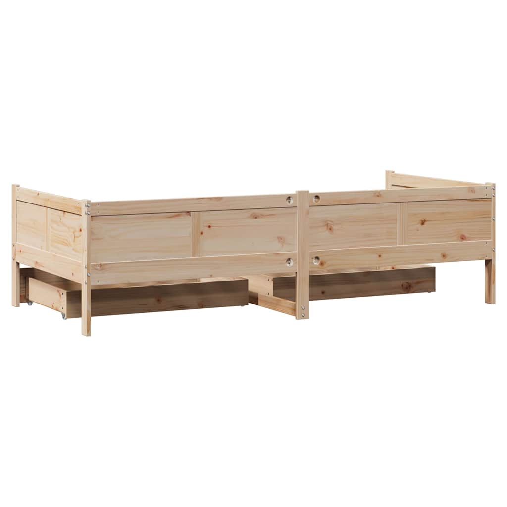 Slaapbank met lades 80x200 cm massief grenenhout – afbeelding 6