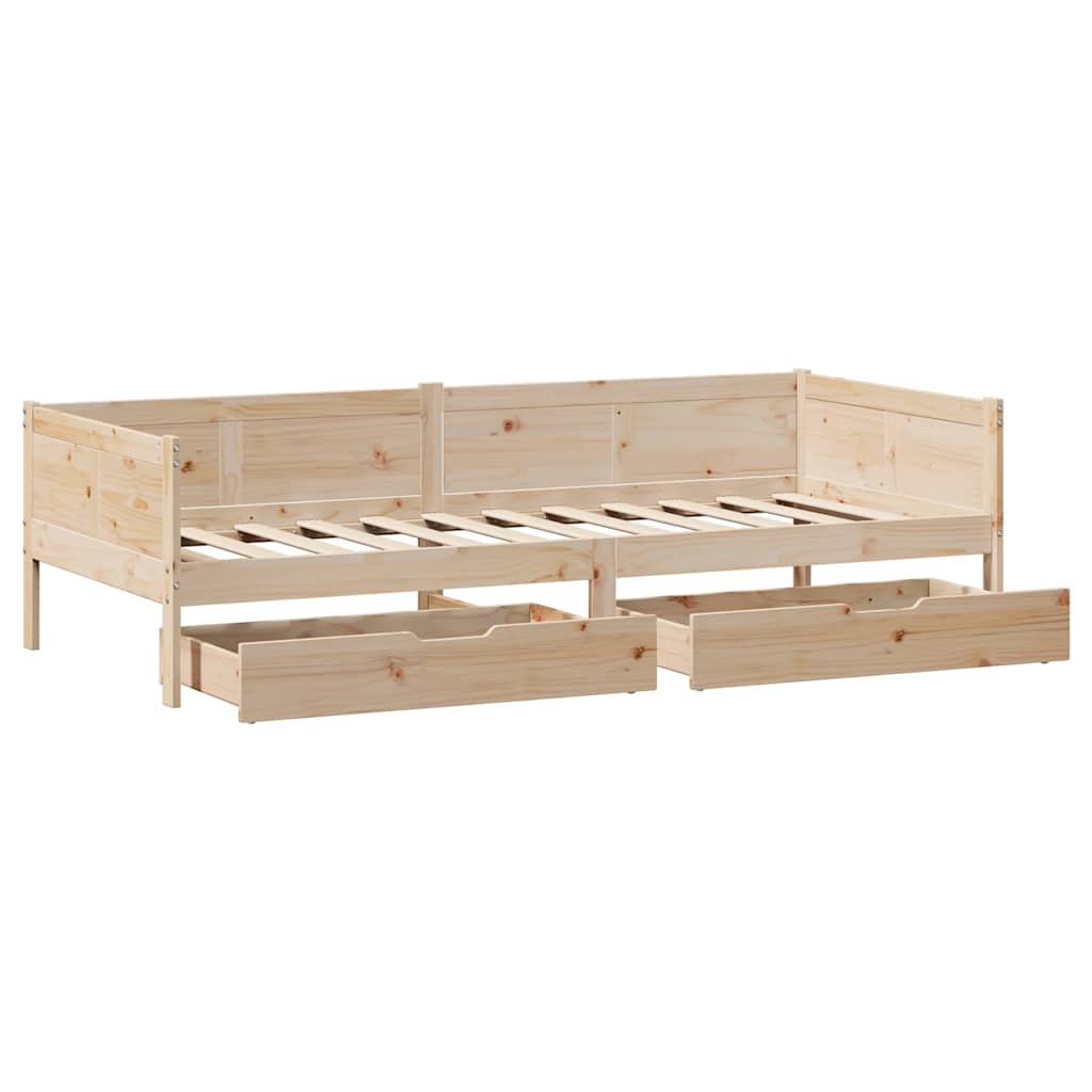 Slaapbank met lades 80x200 cm massief grenenhout – afbeelding 9