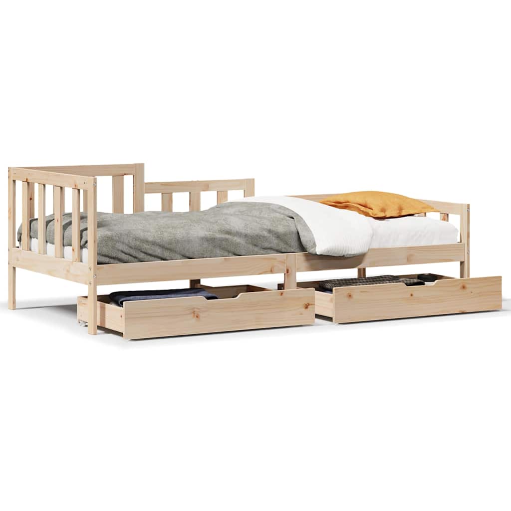 Slaapbank met lades 80x200 cm massief grenenhout – afbeelding 2
