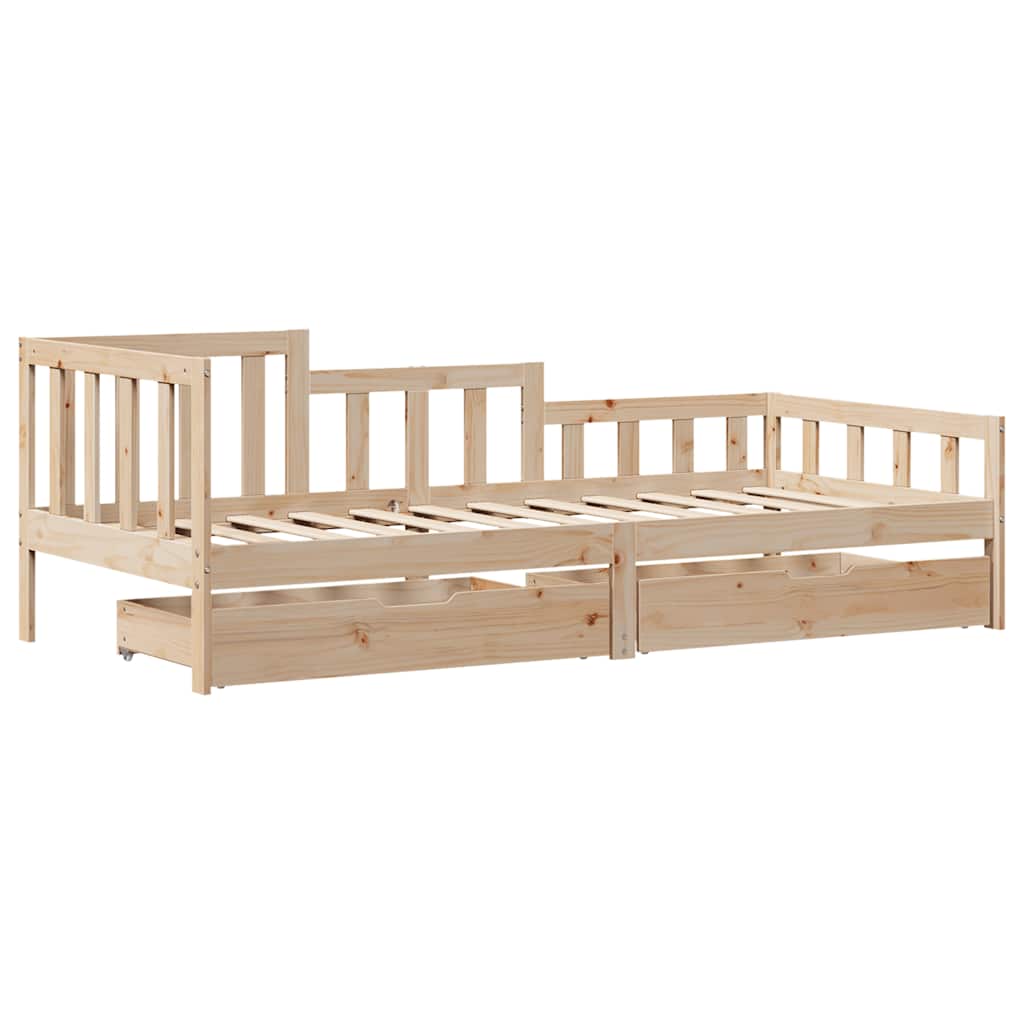 Slaapbank met lades 80x200 cm massief grenenhout – afbeelding 3